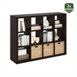 Furinno CUBICLE Extra Thick Frame Decorative Cube Storage Organizer in Dark Oak