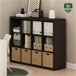 Furinno CUBICLE Extra Thick Frame Decorative Cube Storage Organizer in Dark Oak