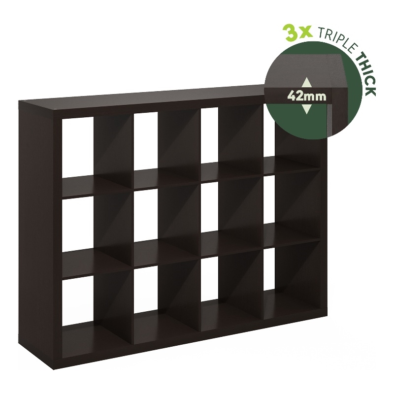 Furinno CUBICLE Extra Thick Frame Decorative Cube Storage Organizer in Dark Oak