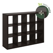 Furinno CUBICLE Extra Thick Frame Decorative Cube Storage Organizer in Dark Oak