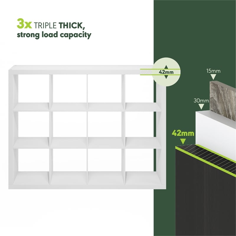 Furinno CUBICLE Extra Thick Frame Decorative Cube Storage Organizer in White