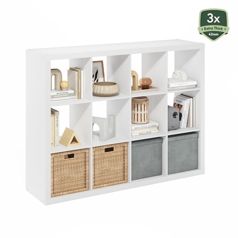 Furinno CUBICLE Extra Thick Frame Decorative Cube Storage Organizer in White