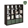 Furinno CUBICLE Extra Thick Frame Decorative Cube Storage Organizer in Dark Oak