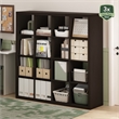 Furinno CUBICLE Extra Thick Frame Decorative Cube Storage Organizer in Dark Oak