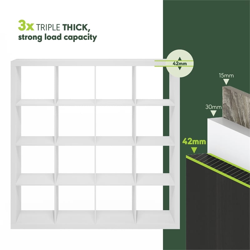 Furinno CUBICLE Extra Thick Frame Decorative Cube Storage Organizer in White
