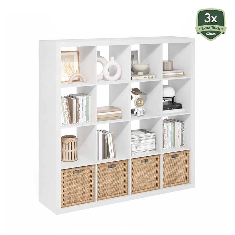 Furinno CUBICLE Extra Thick Frame Decorative Cube Storage Organizer in White