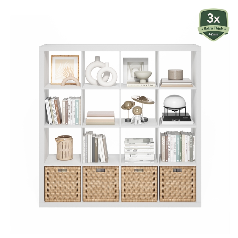 Furinno CUBICLE Extra Thick Frame Decorative Cube Storage Organizer in White
