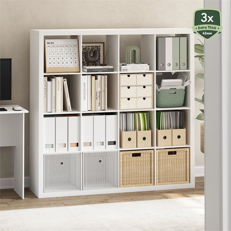 Furinno CUBICLE Extra Thick Frame Decorative Cube Storage Organizer in White
