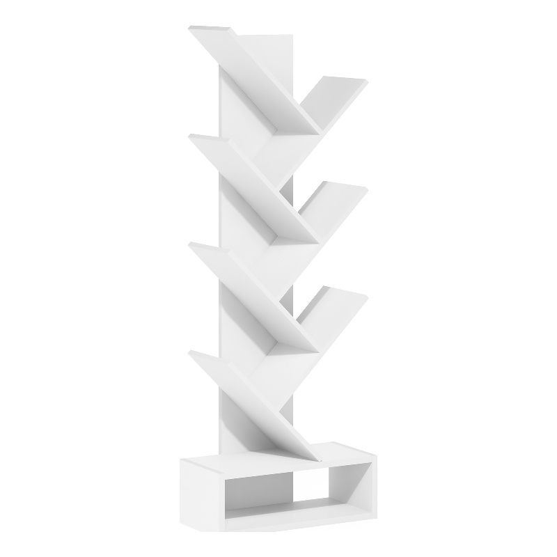 Furinno Tree Bookshelf 7-Tier Floor Standing Tree Bookcase with Bottom White
