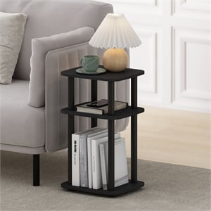 Furinno JUST 3-Tier Turn-N-Tube Curve End Table in Side Table in Americano/Black