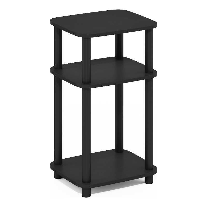 Furinno JUST 3-Tier Turn-N-Tube Curve End Table in Side Table in Americano/Black