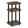 Furinno JUST 3-Tier Turn-N-Tube Curve End Table in Side Columbia Walnut/Black