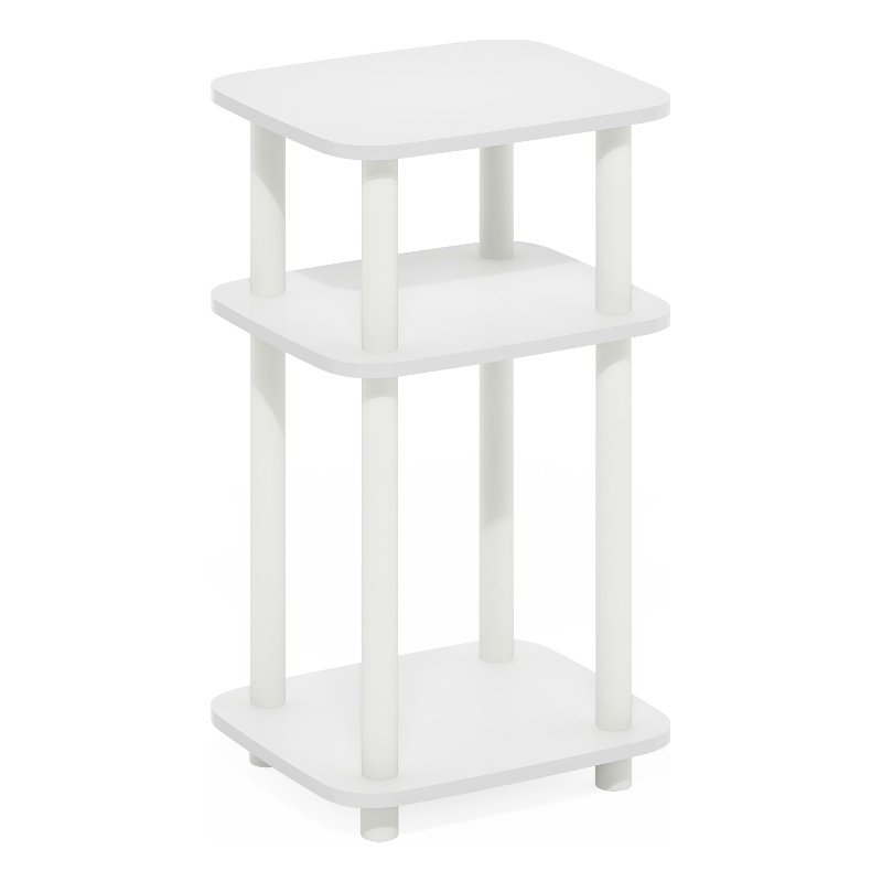 Furinno JUST 3-Tier Turn-N-Tube Curve End Table in Side Table in White/White