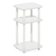 Furinno JUST 3-Tier Turn-N-Tube Curve End Table in Side Table in White/White