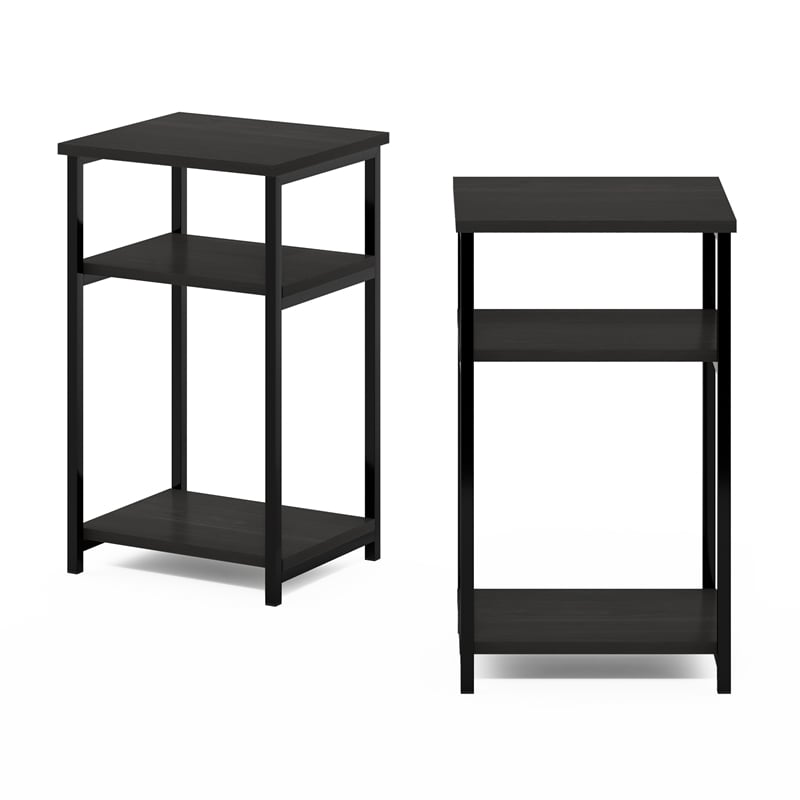 Furinno JUST 3-Tier Industrial Metal Frame End Table with Storage Espresso