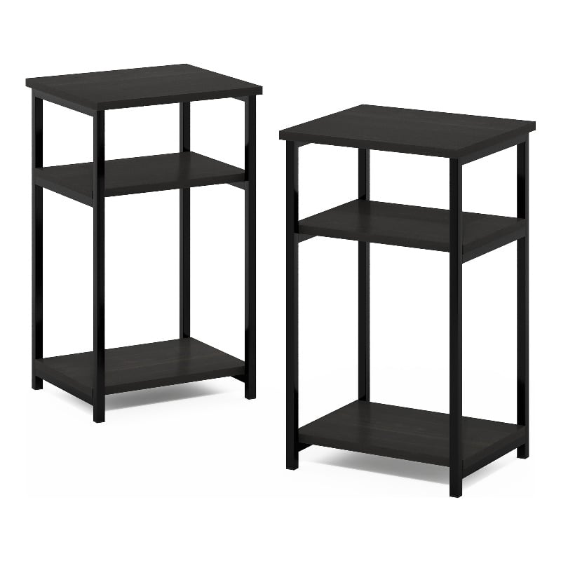 Furinno JUST 3-Tier Industrial Metal Frame End Table with Storage Espresso