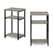 Furinno JUST 3-Tier Industrial Metal Frame End Table with Storage French Oak