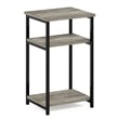 Furinno JUST 3-Tier Industrial Metal Frame End Table with Storage French Oak