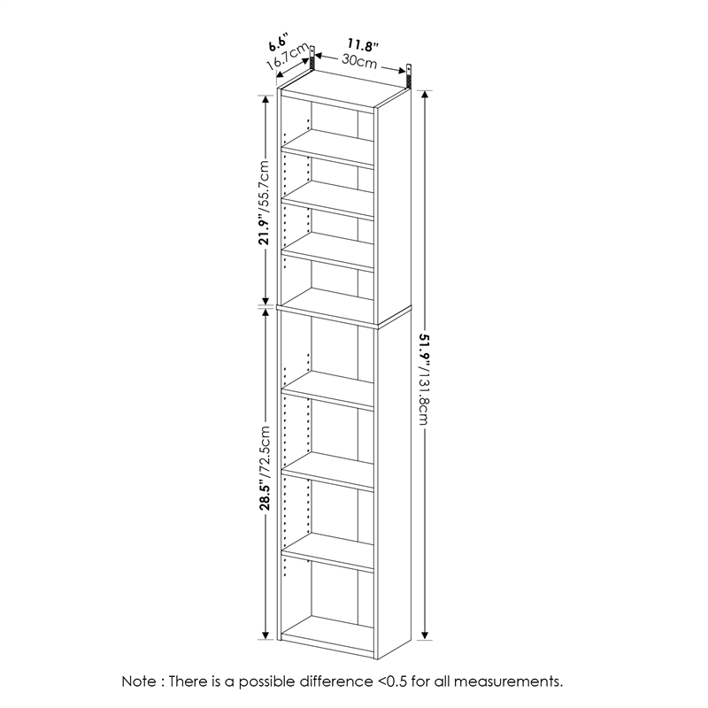 Furinno INDO 8-Tier AdJUSTable Shelves Multimedia Media Storage Tower Amber Pine