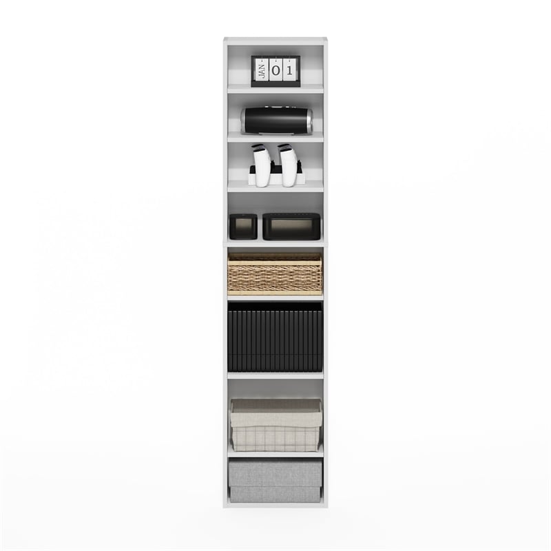 Furinno INDO 8-Tier AdJUSTable Shelves Multimedia Media Storage Tower Rack White