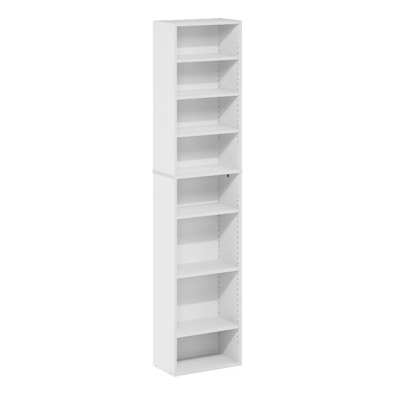 Furinno INDO 8-Tier AdJUSTable Shelves Multimedia Media Storage Tower Rack White