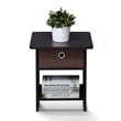 Furinno DARIO End Table/ Night Stand Shelf with Bin Drawer in Dark Set of 2