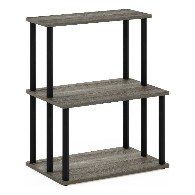 Furinno TURN-N-TUBE 3-Tier Toolless Kitchen Shelf in French Oak Grey/Black