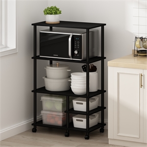 Furinno TURN-N-TUBE 4-Tier Toolless Kitchen Shelf Cart in Americano/Black
