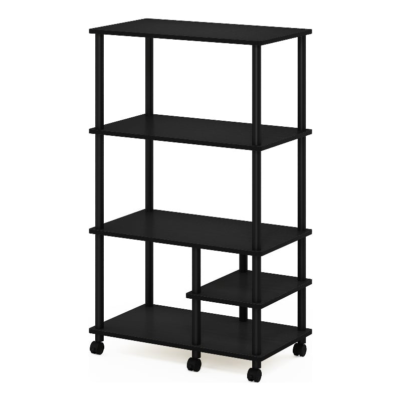 Furinno TURN-N-TUBE 4-Tier Toolless Kitchen Shelf Cart in Americano/Black