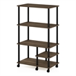 Furinno TURN-N-TUBE 4-Tier Toolless Kitchen Shelf Cart in Columbia Walnut/Black