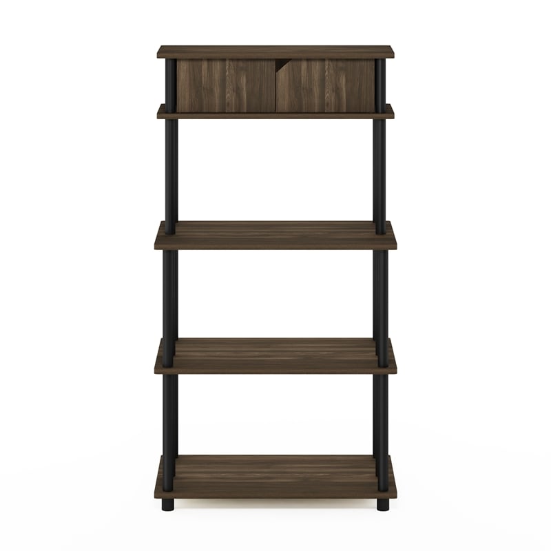 Furinno TURN-N-TUBE Toolless Kitchen Shelf with Top Columbia Walnut/Black