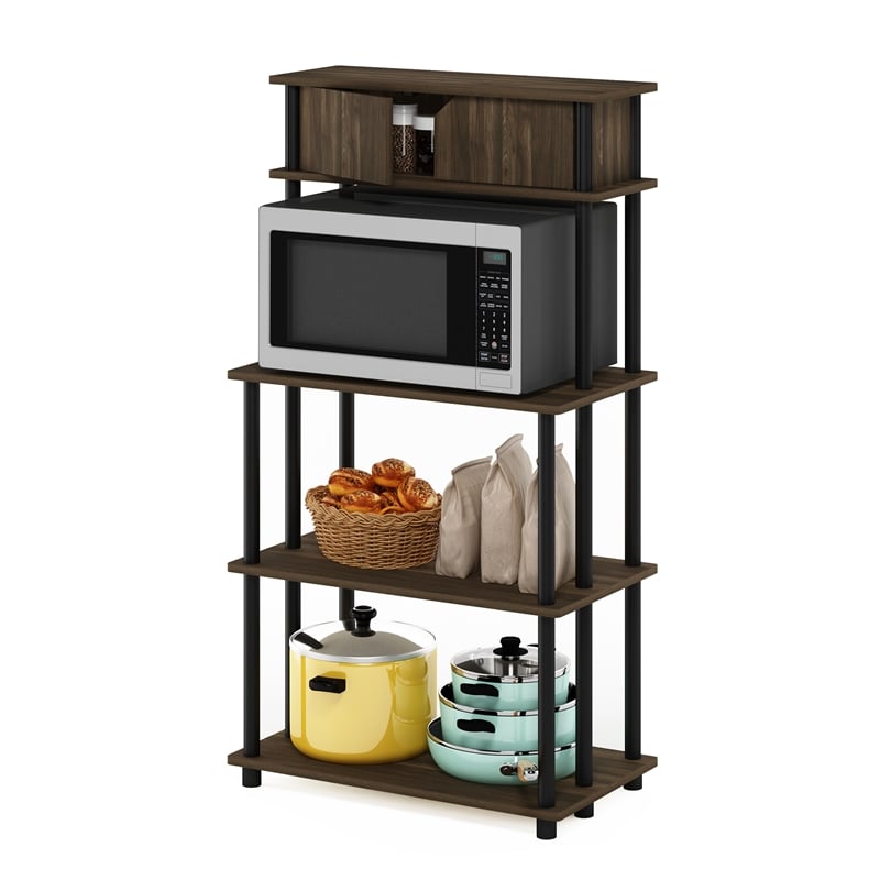 Furinno TURN-N-TUBE Toolless Kitchen Shelf with Top Columbia Walnut/Black