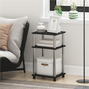 Furinno JUST 3-Tier Turn-N-Tube End Table in 2-Pack in Stainless Steel Tubes