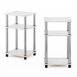 Furinno JUST 3-Tier Turn-N-Tube End Table in 2-Pack in Stainless Steel Tubes