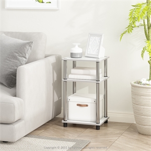 Furinno JUST 3-Tier Turn-N-Tube End Table in 2-Pack in Stainless Steel Tubes