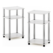 Furinno JUST 3-Tier Turn-N-Tube End Table in 2-Pack in Stainless Steel Tubes