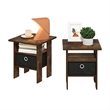 Furinno ANDREY End Table Nightstand with Bin Drawer in Amber Pine/Black Set of 2