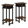 Furinno 2-17017 Turn-N-Tube Tall End Table with Bin in Amber Set of 2