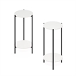 Furinno Besi 2-Tier Modern Tall Round Side End Table with Sturdy White/Black