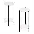 Furinno Besi 2-Tier Modern Tall Round Side End Table with Sturdy White/Black