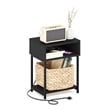 Furinno MORETTI USB and Type-C Charging Port Open Storage Side Table Americano