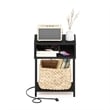 Furinno MORETTI USB and Type-C Charging Port Open Storage Side Table Americano
