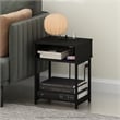 Furinno MORETTI USB and Type-C Charging Port Open Storage Side Table Americano