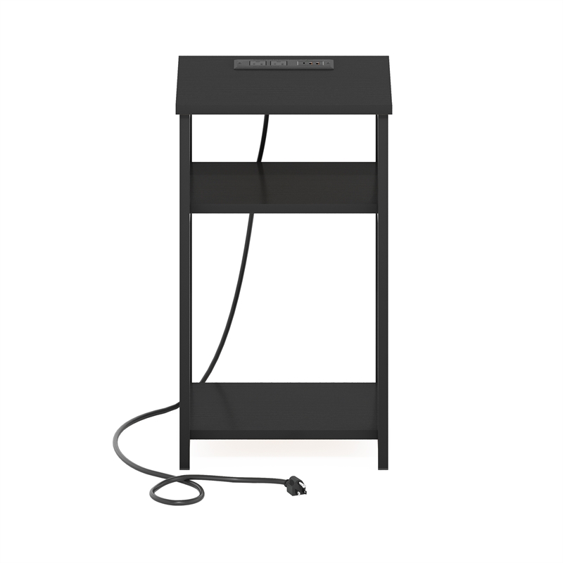 Furinno MORETTI 3-Tier USB and Type-C Charging Port Open Storage Side Americano