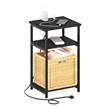 Furinno MORETTI 3-Tier USB and Type-C Charging Port Open Storage Side Americano