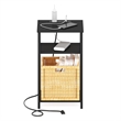 Furinno MORETTI 3-Tier USB and Type-C Charging Port Open Storage Side Americano