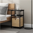Furinno MORETTI 3-Tier USB and Type-C Charging Port Open Storage Side Americano