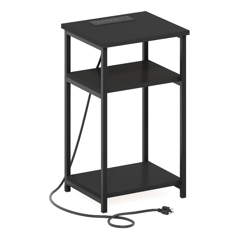 Furinno MORETTI 3-Tier USB and Type-C Charging Port Open Storage Side Americano