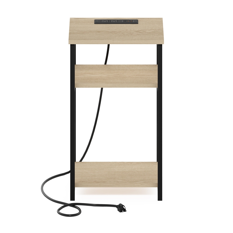 Furinno MORETTI 3-Tier USB and Type-C Charging Port Open Storage Bauhaus Oak