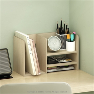 Furinno HERMITE Wood Desktop Book and Home Office Supplies Storage Bauhaus Oak